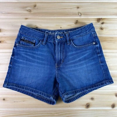 Calvin Klein Shorts Womens Size 26 Wildflower Embroidered Denim Blue Jean Shorts - Image 1 of 4
