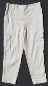 $ 79 Chico's natürliche Stretchleinen Baumwolle Freizeit Cargo Crops Hose Größe 0 4 6 EUC - Bild 1 von 5