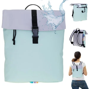Damen Handtasche Rucksack klein Tasche Elephant Takskal A4 12820 grün / grau +s - Bild 1 von 12