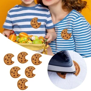 Bügelflicken Aufnäher 5 Stück Plätzchen bestickt Stoff Aufkleber Deko Aufnäher - Bild 1 von 12
