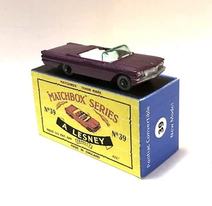Lesney Matchbox 39b Pontiac, Purple, Silver Plastic Wheels, Pure White Interior. - Picture 1 of 4