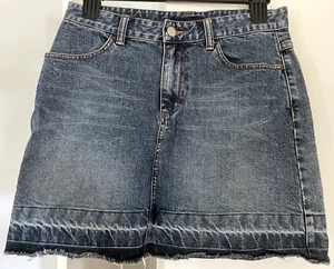 J. Crew Blue Denim Mini Skirt Miniskirt Size 0 Zero Cutoff Unfinished Hem J.Crew - Picture 1 of 3