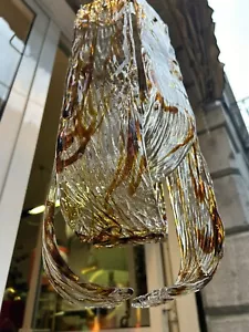 70s CHANDELIER THICK MURANO GLASS AMBER MAZZEGA DESIGN CHANDELIER - Picture 1 of 22