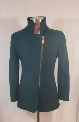 ARMANI JEANS dark green wool front zip Jacket size M womens - Image 1 of 4