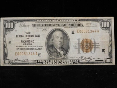 1929 $100 National Currency note Richmond, VA Fed.Res. Bank - Image 1 of 4