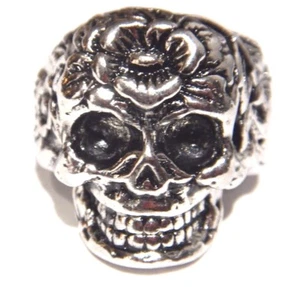ANILLO PERSÉFONE Flores Vida y Muerte Calavera Pagano Azúcar Gótico Motociclista Metal Punk F4 - Imagen 1 de 4