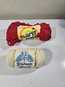 Vintage Lot of 2 Macrame Craft Cord - Red White Elefant 50 yd each - Picture 1 of 4