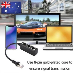 RJ45 Ethernet Cable Splitter 1 Male to 3 Female Port LAN Network Extension - Afbeelding 1 van 8