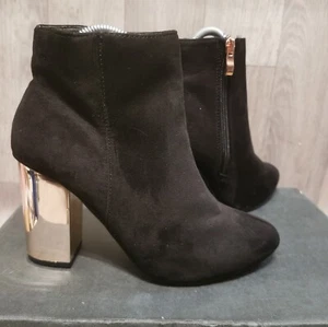 block heel black faix suede boots with gold heel size 5 Primark Atmosphere - Picture 1 of 24