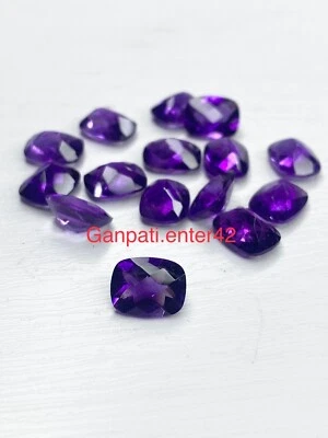 Amethyst Loose Gemstone Faceted Cushion Checkerboard Cut 9x7 mm Natural E - Image 1 of 4