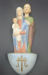 Vintage 1961 Porcelain Baptismal Wallpocket/ Font religious holy family church  - Bild 1 von 6