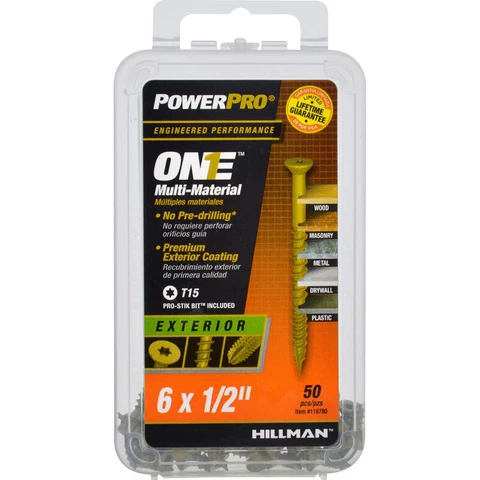 Hillman 116780 Steel Flat Head Multi-Material Screw #6 x 1/2 L in. (Pack of 5) Cover