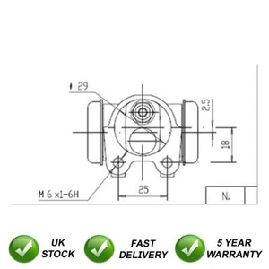 Wheel Brake Cylinder Rear SJR Fits Ford Fiesta 1984-1989 1.6 1625132 - Picture 1 of 8