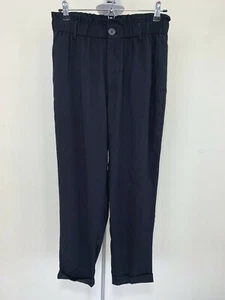 ZARA BLACK FLOWY PANTS Elastic Mid Waist 28" Size S #B1191A 4432 166 800 - Picture 1 of 5