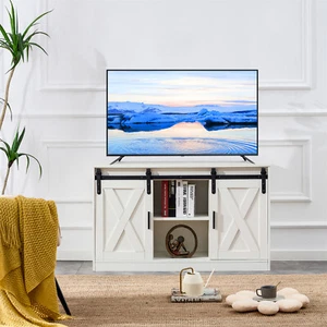 Farmhouse TV Stand Cabinet for 50'' TV w/ Sliding Barn Door Cabinet Sideboard - Picture 1 of 13