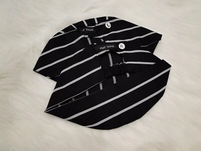 Yarn-Dyed Black/White Striped Chef Box Hat in All Sizes - Image 1 of 4