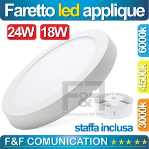 PANNELLO PLAFONIERA FARETTO FARO TONDO A LED 6-12-18-24 WATT FREDDO APPLIQUE LED - Foto 1 di 1