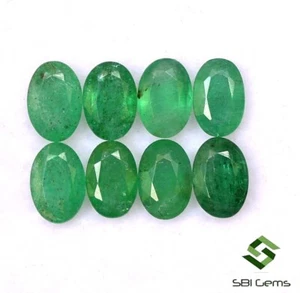 Lote de 08 piedras preciosas facetadas de corte ovalado esmeralda natural con certificación 3,67 CTS - Imagen 1 de 4