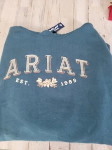 Ariat REAL Flora Felpa con Cappuccio Pullover Donna Taglia L Teal  - Foto 1 di 3