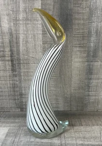 VTG Murano Style Blown Glass Bird Statue 10” Tall Candy Striped - Picture 1 of 10