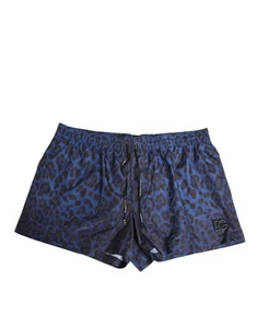 Dolce & Gabbana Blau Leopardenmuster Polyester Gummibund Herren Bademode - Bild 1 von 4