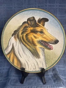 8.5” Collie Hand painted Gallery Wall Decorative Plate Dog Granny Shabby Cottage - Picture 1 of 4