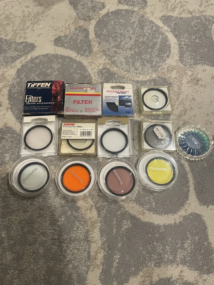 Lot of 11 Lens Filters for Camera Quantaray 55mm Y2 / Tiffen / Cokinlight / etc - Image 1 of 4