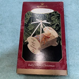 Hallmark Keepsake Baby’s First Christmas Porcelain Cradle Vintage 1999 - Picture 1 of 10