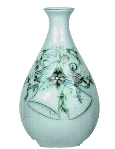 Jarrón de boda Noritake Dove's & Bell's 4 1/2" de alto "buena suerte japonesa" nuevo - Imagen 1 de 4