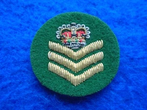 BRITISH ARMY STAFF SQUADRON SERGEANTS GOLD ON GREEN MESS DRESS RANK BADGE - Picture 1 of 2