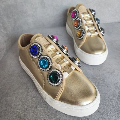 Kurt Geiger chunky sneakers 6.5 golden leather Laney Octavia statement new $220 - Image 1 of 4