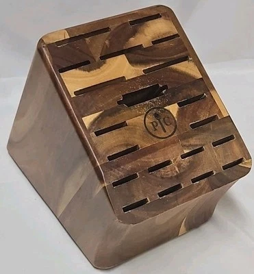 Pampered Chef Large 20 Slot Acacia Wood Knife Block Stand 1583 Good Used Cond. - Image 1 of 4