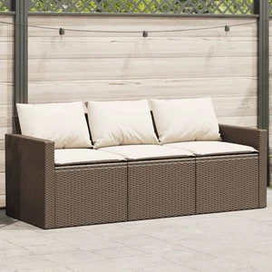 Patio Sofa with Cushions 3-Seater Modular Couch Outdoor Seat Poly Rattan vidaXL - Picture 1 of 81