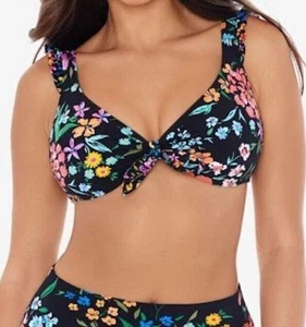 Top de bikini Miraclesuit ajustado Dippers para mujer pequeño negro floral vacaciones NUEVO $80 - Imagen 1 de 3