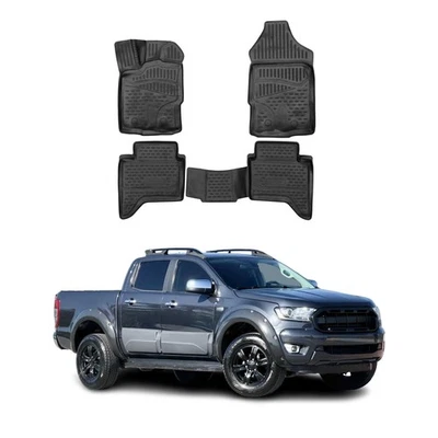 Tapetes OMAC forro para Ford Ranger SuperCrew 2019-2023 negro TPE para todo tipo de clima Foto 1 de 4