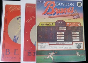 (3) 1941-1949 Boston Braves Baseball Program Lot NM-MT - Picture 1 of 4