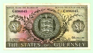 BILLETE DE 1£ PAPEL GENUINO DE LOS ESTADOS DE GUERNSEY (HS-314) - Imagen 1 de 2