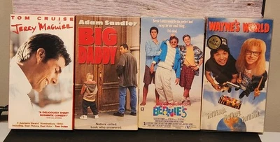 Lot Of 4 VHS movies ,Jerry Maguire, Big Daddy, Weekend At Bernie's,Wayne's World - Image 1 of 2