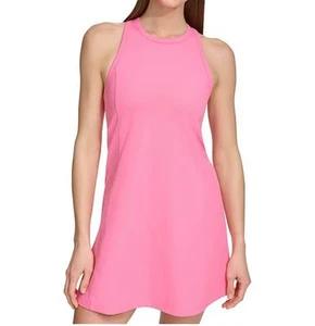 Dkny Sport Women's Regular Fit Racerback Sleeveless Tennis Dress Pink New - Picture 1 of 16
