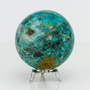 Chrysocolla Sphere Ball Malachite Shattuckite Azurite Blue Green 67mm 405g H1772 - Picture 1 of 13