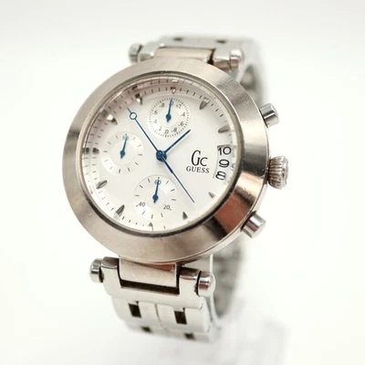 Guess Collection GC Silver Tone 1/10th Sec Chronograph 38mm Watch w New Battery - Image 1 of 4