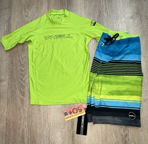 Boys O'Neill Rashguard Size 14 Swim Board Shorts Sz 26 - Picture 1 of 8