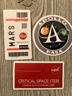 Lot of 3 NASA Space Shuttle Mission Program Decal Stickers Mars Apollo Crew - Image 1 of 4