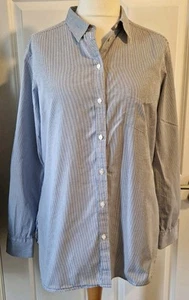 GAP NAVY BLUE WHITE STRIPED BLOUSE SHIRT TOP SIZE 18 LONG-SLEEVED COTTON - Picture 1 of 6