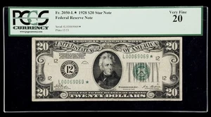 1928 $20 Dollar Star Note Federal Reserve San Francisco PCGS 20 SL# L00069069* - Picture 1 of 2