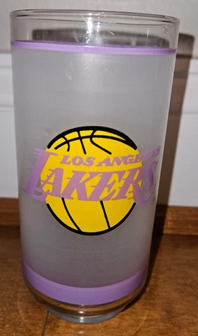 Vintage Nba LA Lakers Frosted Glass 5.75” Tall 1980's Mobile Gas Promo Cover