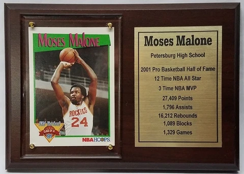 Moses Malone Houston Rockets Basketball Card Plaque Cover