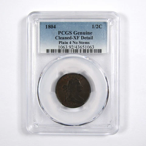 1804 Plain 4 No Stems Draped Bust Half Cent XF Details PCGS SKU:I8216 Cover