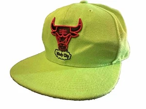 Cappello berretto Chicago Bulls Windy City neon Mitchell & Ness aderente taglia 7 3/8 - Foto 1 di 11