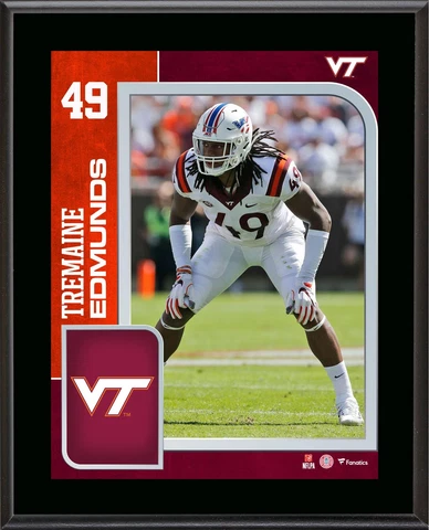 Tremaine Edmunds Virginia Tech Hokies 10.5" x 13" Player Plaque Cover